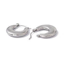 Non-Tarnish 304 Stainless Steel Croissant Hoop Earrings for Women&nbsp;EJEW-G314-06P