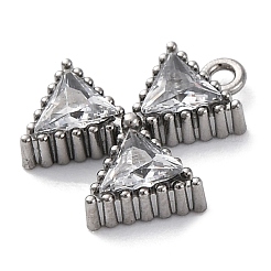 304ステンレススチールキュービックジルコニアペンダント  透明  12.5x12.5x3mm  穴：1.2mm&nbsp;STAS-R141-04P-01