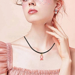 DIY Awareness Ribbon Alloy Enamel Pendant & Waxed Polyester Cord Making Kits&nbsp;DIY-YW0011-74