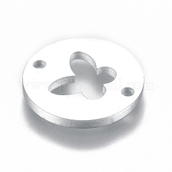 変色しにくい304ステンレススチールリンクコネクター  蝶とフラットラウンド  ステンレス鋼色  12x1mm  穴：1.2mm&nbsp;STAS-L224-027P
