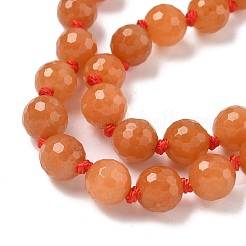 8mm Faceted Round Natural Red Aventurine Beaded Necklaces&nbsp;NJEW-F327-01A-04