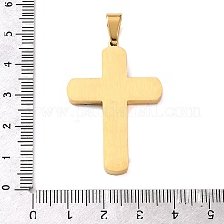 304ステンレススチールエナメルペンダント  クロスチャーム  ラインストーン付き  PVD真空メッキ  ゴールドカラー  42.5x28x3mm  穴：8x5mm&nbsp;STAS-E527-04G-A
