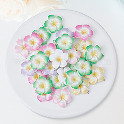 不透明樹脂ペンダント30個  プラチナの鉄製ループ付きの花  ミックスカラー  34~35x30~31.5x7.5~8mm  穴：2mm&nbsp;RESI-BM0001-01