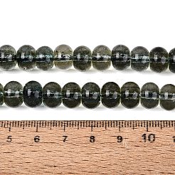 クラックル透明ガラスビーズ連売り  ロンデル  ダークオリーブグリーン  9.5~10x6.5~7.5mm  穴：1.4~1.6mm  約53~54個/連  14.57~14.96''（37~38センチメートル）&nbsp;GLAA-N074-02B-07