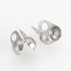 変色しにくい304ステンレススチールボールチープ  カロット終了  クラムシェルノットカバー  ステンレス鋼色  6x4.5mm  穴：1.5mm  インナーサイズ：3mm&nbsp;X-STAS-Q210-89