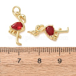 Brass Micro Pave Red Cubic Zirconia Pendants&nbsp;CU-E003-11G-A