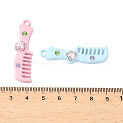 合金ペンダント  くし  ラインストーン付き  スプレー塗装  ミックスカラー  44x16x5mm  穴：3mm&nbsp;ALRI-D301-03
