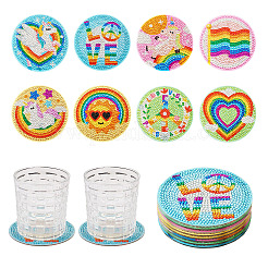 DIY Diamond Painting Rainbow Theme Cup Mat Kits&nbsp;DIAM-TAC0001-02