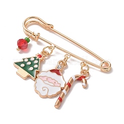 3Pcs 3 Style Christmas Tree & Santa Claus & Snowflake & Word Noel Enamel Safety Pin Brooches&nbsp;JEWB-TA00013