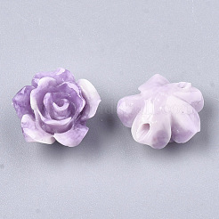 合成サンゴビーズ  染め  花  紫色のメディア  12x12x7mm  穴：1mm&nbsp;CORA-S026-21B-04