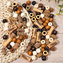100Pcs 7 Styles Plastic and Wood Beads&nbsp;KY-PA0001-17