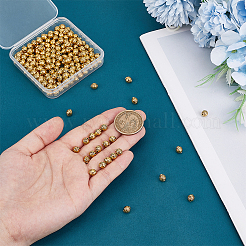チベットスタイルの合金ビーズ200個。  鉛フリー＆カドミウムフリー  ラウンド  アンティーク黄金  6mm  穴：1.5mm&nbsp;TIBEB-PH0005-20AG