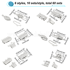 60 Sets 6 Styles 304 Stainless Steel Box Clasps&nbsp;STAS-DC0009-62