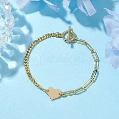 Brass Heart Link Bracelets&nbsp;BJEW-JB10394