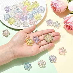 5色UVメッキ透明アクリルビーズ40個  さくらの花  ABカラーメッキ  ミックスカラー  22.5x23x9mm  穴：2mm  8個/カラー&nbsp;OACR-FS0002-86