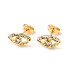 Eye Brass Micro Pave Clear Cubic Zirconia Stud Earrings&nbsp;EJEW-A135-01G