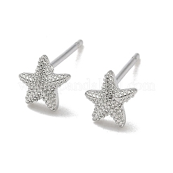 女性のための真鍮のスタッドピアス  ヒトデ  プラチナメッキ  5.5x5.5mm&nbsp;EJEW-F403-03P