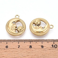 304ステンレスペンダント  月と太陽の魅力  14KGP本金メッキ  21x17.5x4.5mm  穴：2mm&nbsp;STAS-N109-206G