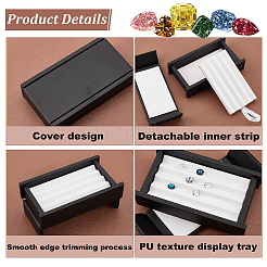 4-Slot Rectangle PU Letaher Loose Diamond Presentation Box&nbsp;LBOX-WH0002-05