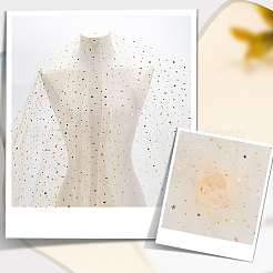 Star & Moon Pattern Polyester Mesh Fabrics&nbsp;DIY-WH0491-54B