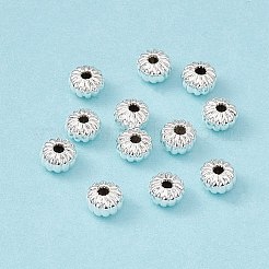 ラックメッキ真鍮製ビーズ  長持ちメッキ  カボチャ  銀  4x3mm  穴：1mm&nbsp;KK-G455-05C-S