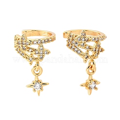 Brass Micro Pave Clear Cubic Zirconia Cuff Earrings&nbsp;EJEW-F370-28G