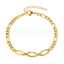 304 Stainless Steel Figaro Chains & Hollow Cross Link Chains Bracelets for Women&nbsp;BJEW-JB13975