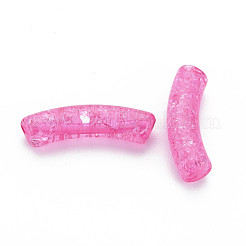 クリアクラックアクリルビーズ  カーブチューブ  サクランボ色  32x8x10mm  穴：1.6mm  約330個/500g&nbsp;CACR-S009-001A-N82