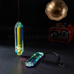 2Pcs Rectangle Glass Hanging Ornaments&nbsp;HJEW-TAC0187