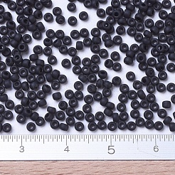 MIYUKIラウンドロカイユビーズ  日本製シードビーズ  11/0  （rr401f）マットブラック  11/0  2x1.3mm  穴：0.8mm  約1111個/10g&nbsp;X-SEED-G007-RR0401F