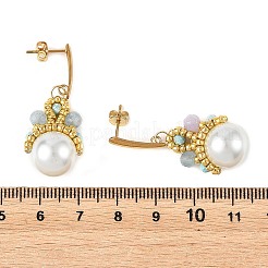 Natural White Jade & Imported Synthetic Howlite & Glass Pearl Dangle Earrings for Women&nbsp;EJEW-MZ00783