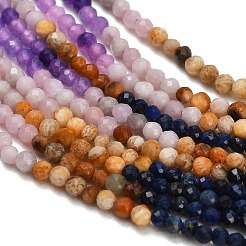 Gradient Color Natural Dyed Lapis Lazuli & Fossil Coral & Dyed White Jade Beads Strands&nbsp;GG-CBA1668-A08-2mm