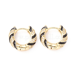 Real 18K Gold Plated Cubic Zirconia Hoop Earrings&nbsp;EJEW-I260-21G-NR