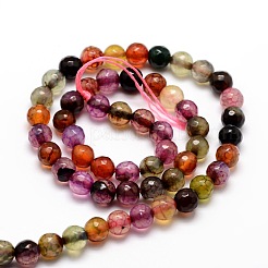 Faceted Natural Agate Round Beads Strands&nbsp;G-E319A-6mm-08