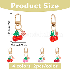8Pcs 4 Colors Cherry Resin & Flower Alloy Enamel Pendant Decorations&nbsp;HJEW-DC00032