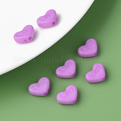 不透明なアクリルビーズ  染め  単語「love」付けのハート  ミディアム蘭  10x13.5x4.5mm  穴：1.8mm  約2300個/500g&nbsp;MACR-S373-128-S12