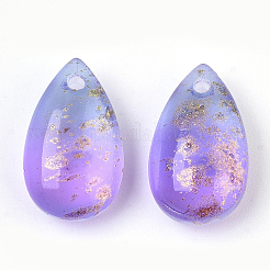 Two Tone Transparent Spray Painted Glass Charms&nbsp;X-GLAA-T017-02-B02