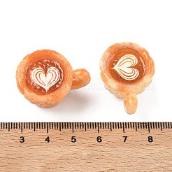 不透明樹脂ペンダント  ハート柄チャーム付きラテコーヒー  ミックスカラー  17.5~19.5x21.5~22x28~29mm  穴：3.5x4.5mm&nbsp;RESI-K030-09