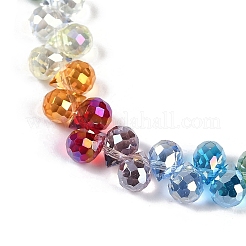 電気メッキガラスビーズセット  多面カット  ティアドロップ  カラフル  8x6mm  穴：0.8mm  約64個/連  10.43''（26.5センチメートル）&nbsp;EGLA-B009-01A