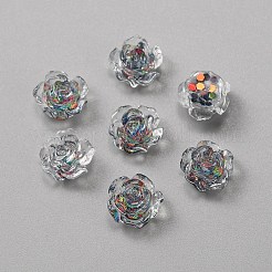Camellia Transparent Resin Cabochons&nbsp;MRMJ-WH0075-57D
