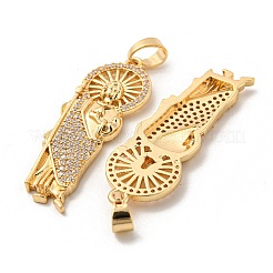 Brass Micro Pave Cubic Zirconia Pendants&nbsp;KK-P250-26G