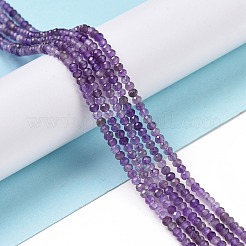 天然石アメジストビーズ連売り  多面カット  ロンデル  3x2mm  穴：0.3mm  約188個/連  15.55''（39.5センチメートル）&nbsp;X-G-E194-01