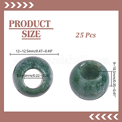 天然インディアンアゲートヨーロピアンビーズ25個  大穴ビーズ  ロンデル  12~12.5x9~10.5mm  穴：5.5~6mm&nbsp;G-HY0002-08