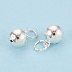 スターリングシルバーの丸いボールチャーム925個  丸カン付き  銀  10.5x8mm  穴：4~4.5mm&nbsp;STER-T008-24S
