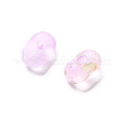 グラデーションカラーの透明なフロストアクリルビーズ  金色の箔付き  ピーナッツ  パールピンク  3x6x4mm  穴：1.5mm  約：250個/ 10 G&nbsp;X1-OACR-M023-06E