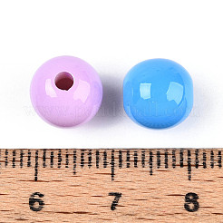 ベーキングペイント不透明アクリルビーズ  ラウンド  ミックスカラー  9.5mm  穴：2.2mm&nbsp;OACR-N142-10
