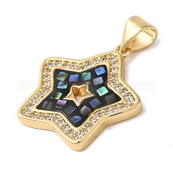 Star Rack Plating Brass Cubic Zirconia Pendants&nbsp;KK-K385-050G