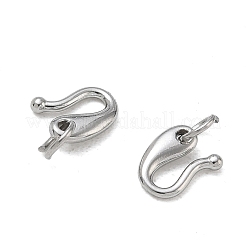 304ステンレススチールSフック留め具  丸カン付き  ステンレス鋼色  7.5x6x1.5mm  穴：3mm&nbsp;SA-CBAF1D5-18P