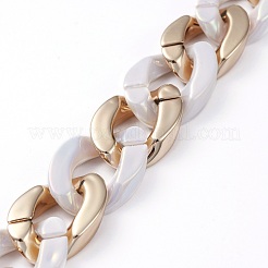Handmade CCB Plastic & Opaque Acrylic Cuban Link Chain&nbsp;AJEW-JB00676