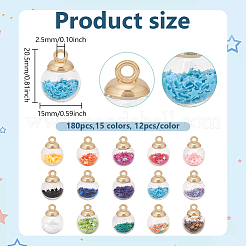 180Pcs 15 Colors Glass Ball Pendants&nbsp;GLAA-ME0001-25
